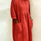 Vestido largo em algodão com mangas 3/4