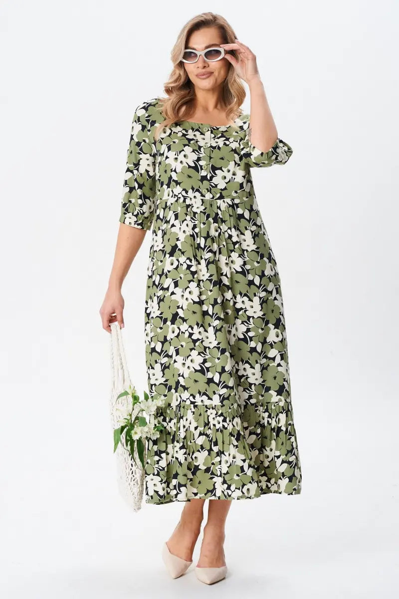 Vestido verde com flores