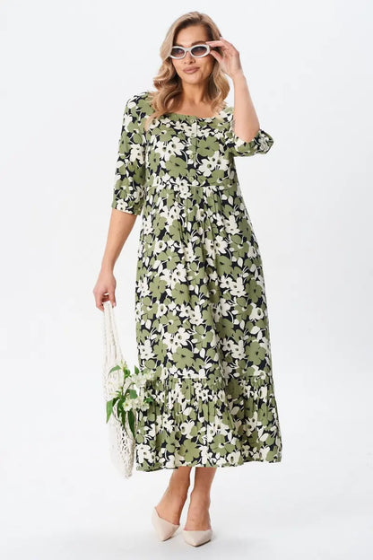 Vestido verde com flores