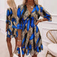 Vestido de menina evasé com decote em V, folho na base e estampado floral