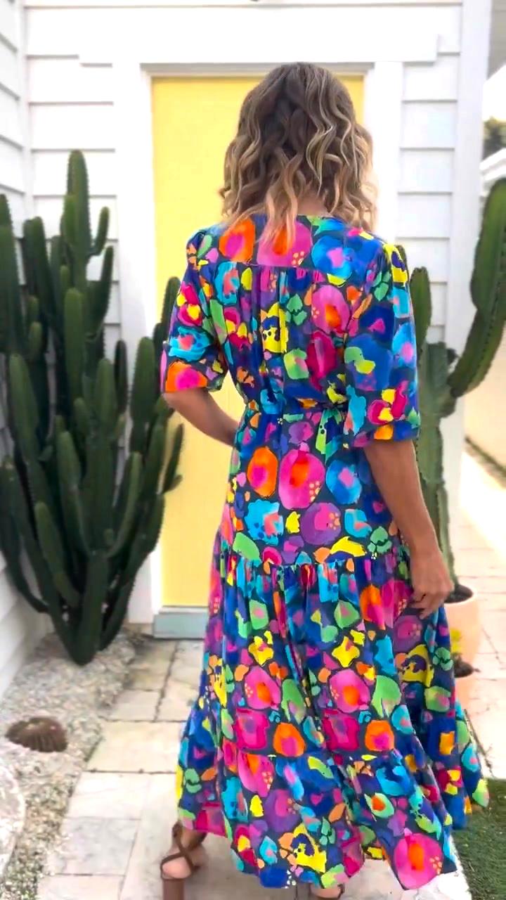 Vestido midi com estampado floral para mulher