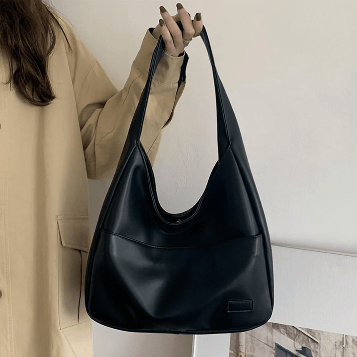 Bolsa grande em pele