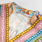 Multicolour Boho Floral Print Crochet Patchwork V Neck Loose Mini Dress