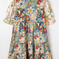 Multicolour Boho Floral Print Crochet Patchwork V Neck Loose Mini Dress