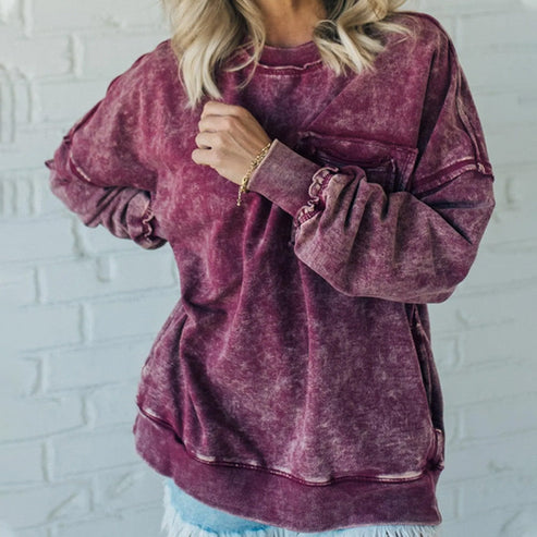 🔥Sweatshirt de mulher elegante com gola redonda e manga comprida