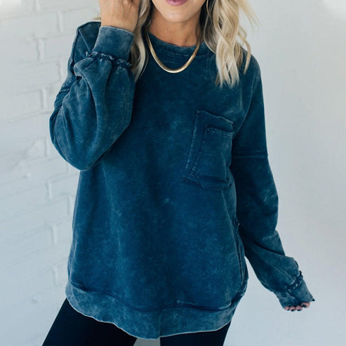 🔥Sweatshirt de mulher elegante com gola redonda e manga comprida