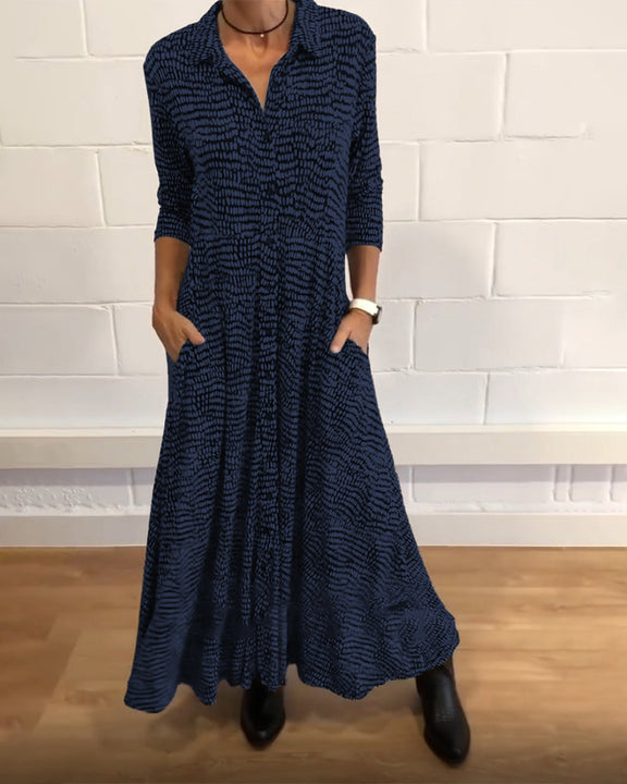 Vestido estampado de zebra com bolsos