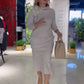 Vestido casual outono e inverno mangas compridas gola alta bolsos de cor sólida