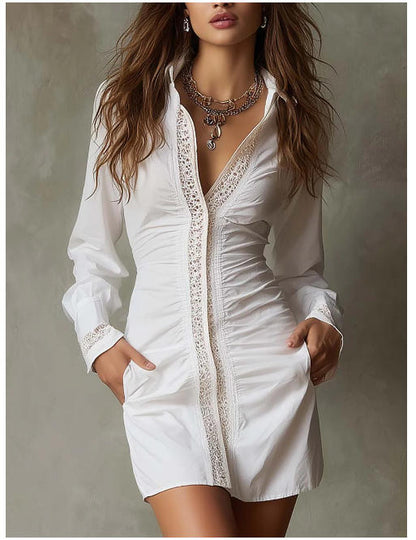 Vestido retro de renda com mangas compridas