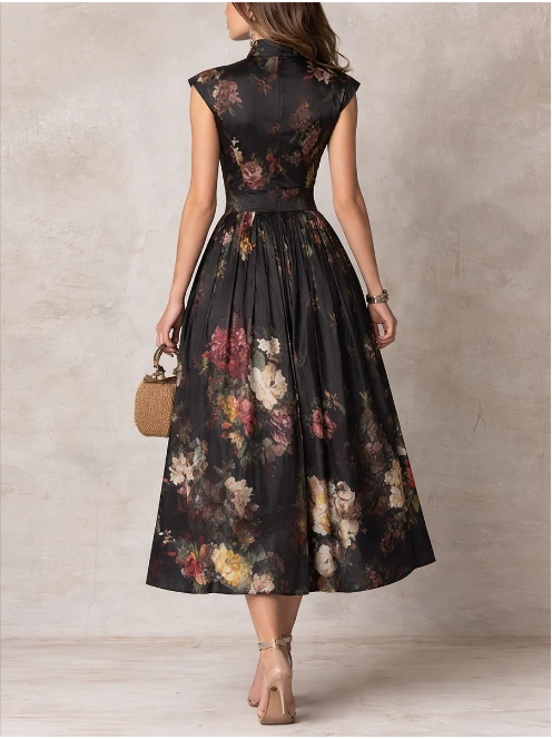 Vestido midi elegante de cetim plissado