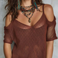 Blusa ombro a ombro transparente em tule com corte descontraído