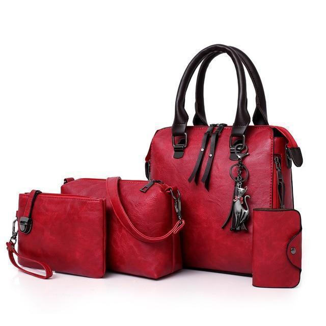 Disponível exclusivamente em conjunto de 🔥4 peças. Bolsa de senhora em couro.